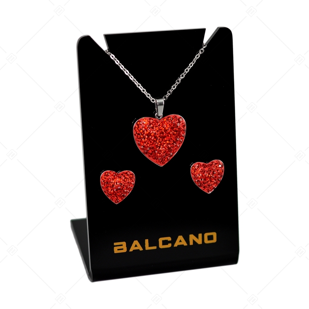 BALCANO - Cuore / Edelstahl Halskette mit Herzförmigem Kristall Anhänger (341005BC22)