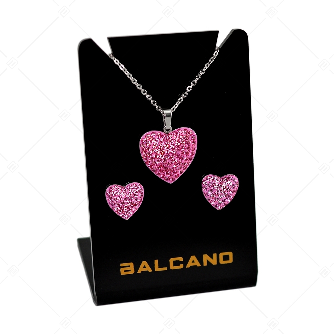 BALCANO - Cuore / Edelstahl Halskette mit Herzförmigem Kristall Anhänger (341005BC86)