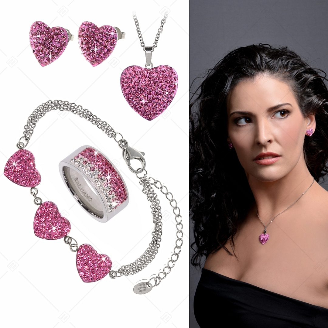 BALCANO - Cuore / Stainless Steel Necklace With Heart Shaped Crystal Pendant (341005BC86)