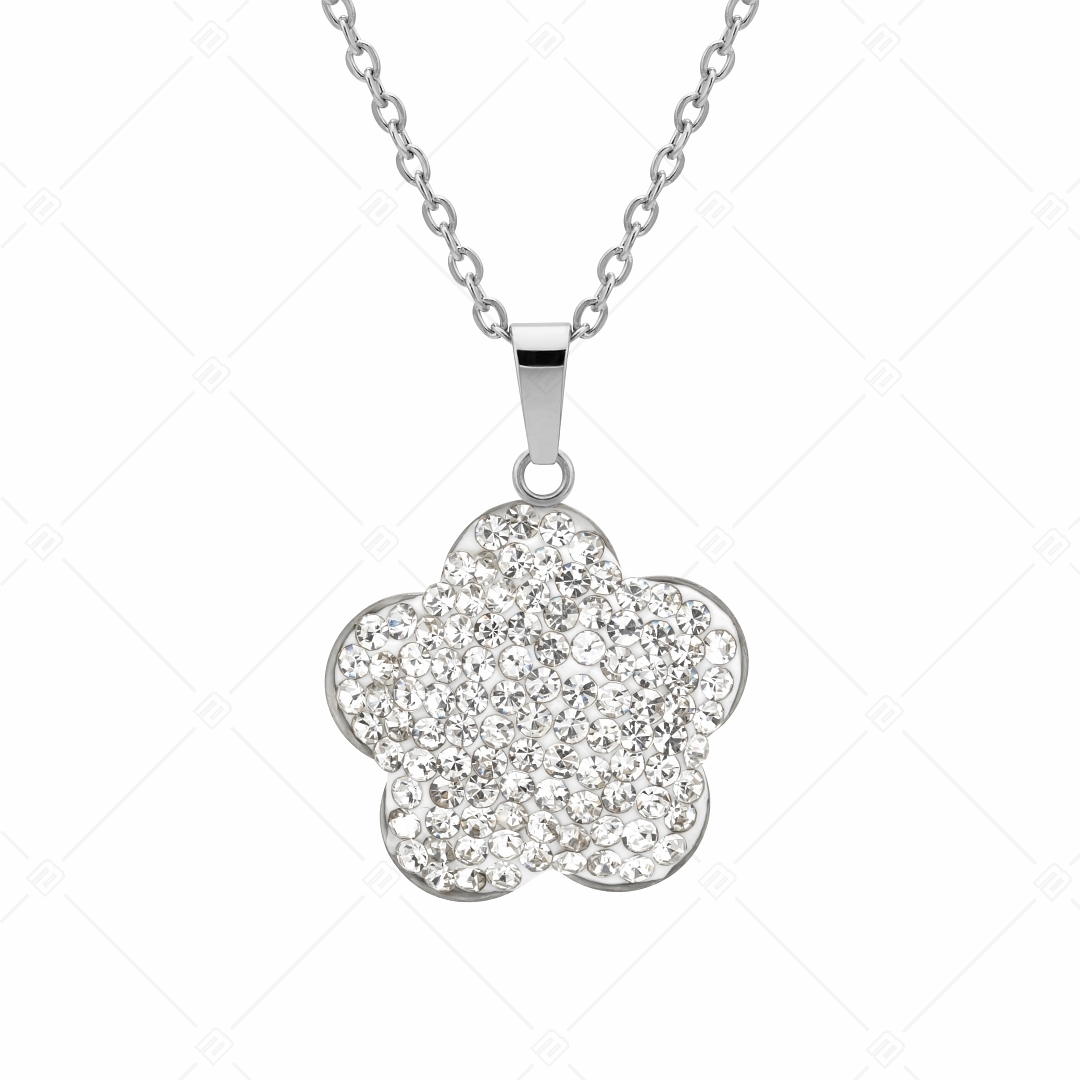 BALCANO - Fiore / Edelstahl Halskette mit Blumenförmigem Kristall Anhänger (341006BC00)