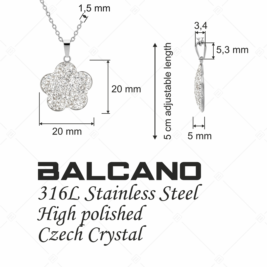 BALCANO - Fiore / Edelstahl Halskette mit Blumenförmigem Kristall Anhänger (341006BC00)