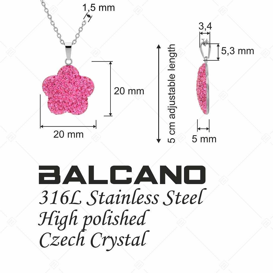 BALCANO - Fiore / Edelstahl Halskette mit Blumenförmigem Kristall Anhänger (341006BC86)