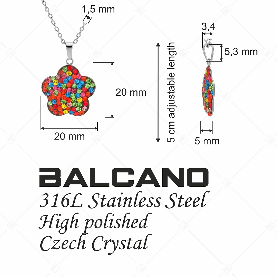 BALCANO - Fiore / Collier en acier inoxydable avec pendentif en cristal en forme de fleur (341006BC89)