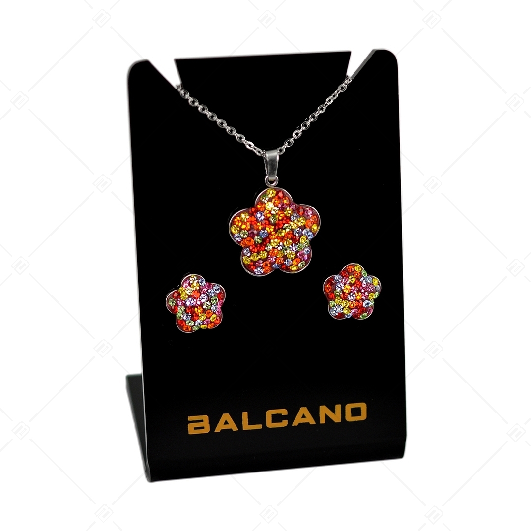 BALCANO - Fiore / Collier en acier inoxydable avec pendentif en cristal en forme de fleur (341006BC89)