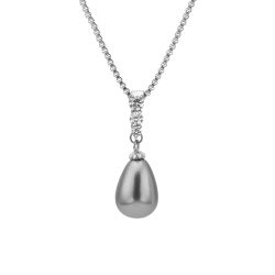 BALCANO - Stilla / Collier en acier inoxydable avec pendentif en forme de goutte en perles de coquillage