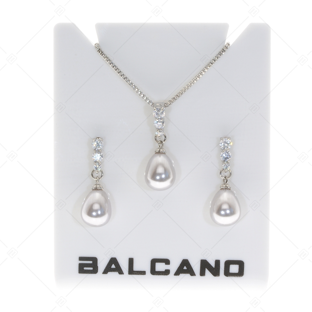 BALCANO - Stilla / Edelstahl Halskette mit Tropfenförmigem Muschelperlen Anhänger (341101BC98)