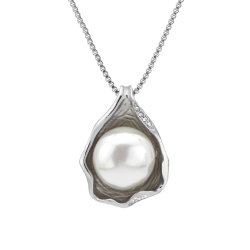 BALCANO - Marina / Collier en acier inoxydable avec pendentif coquillage en forme de perle de coquillage