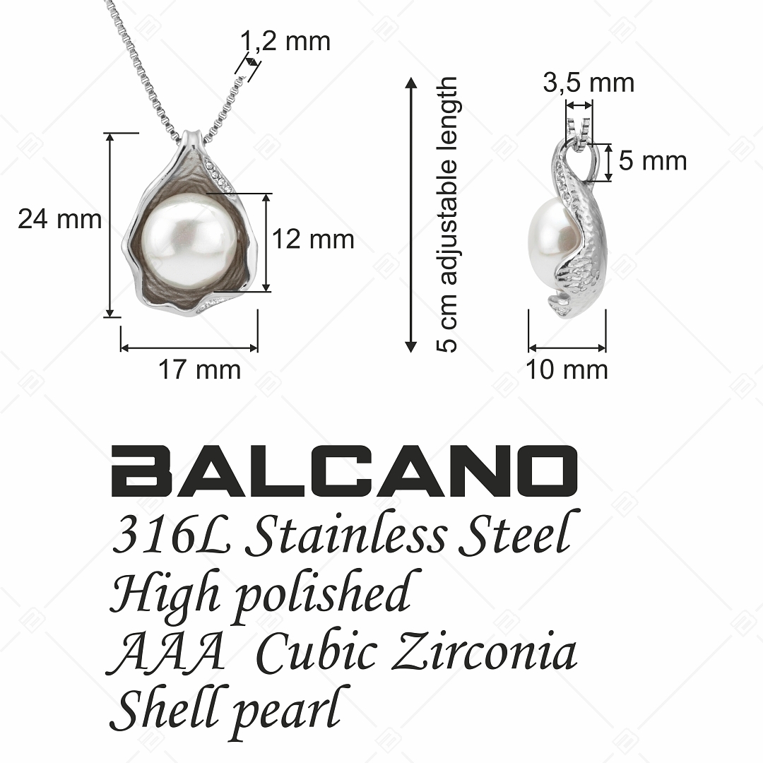 BALCANO - Marina / Edelstahl Halskette mit Muschelperlen Anhänger (341102BC00)