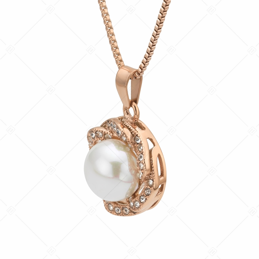 BALCANO - Serena / Collier en acier inoxydable avec un magnifique pendentif en perles de coquillage plaqué or rose 18K (341103BC00)