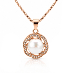 BALCANO - Serena / Edelstahl Halskette mit schönem Muschelperlen Anhänger, 18K Roségold Beschichtung