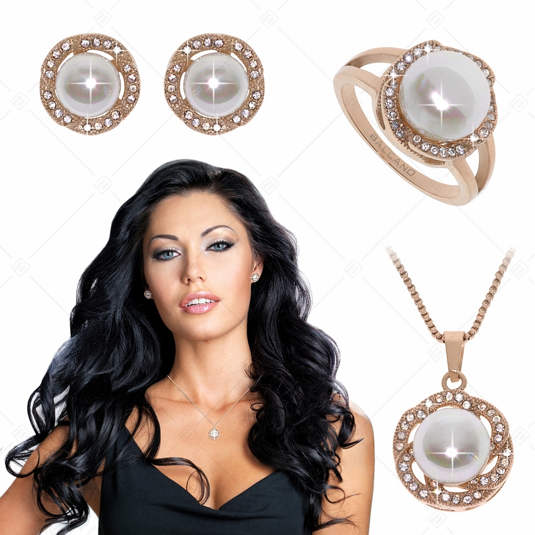 BALCANO - Serena / Collier en acier inoxydable avec un magnifique pendentif en perles de coquillage plaqué or rose 18K (341103BC00)