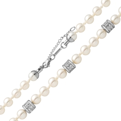 BALCANO - Perla / Collier exclusif en acier inoxydable de perles de coquillages avec pierres de zirconium