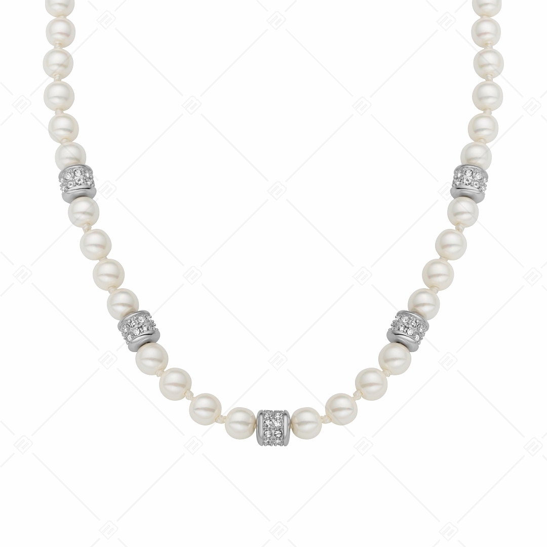 BALCANO - Perla / Exclusive Shell Pearl Stainless Steel Necklace With Zirconia Gemstones (341104BC00)