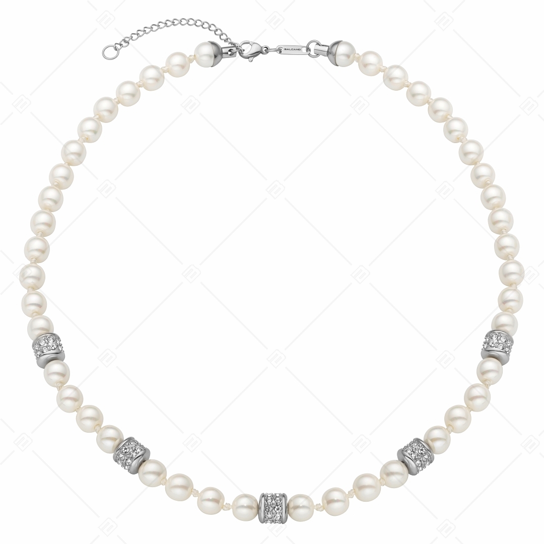 BALCANO - Perla / Collier exclusif en acier inoxydable de perles de coquillages avec pierres de zirconium (341104BC00)