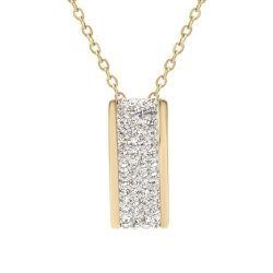 BALCANO - Giulia / Edelstahl Halskette mit rechteckigem Kristall Anhänger, 18K vergoldet