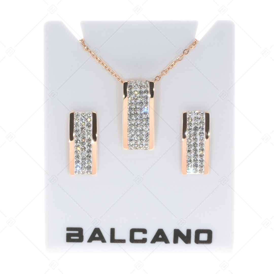 BALCANO - Giulia / Edelstahl Halskette mit rechteckigem Kristall Anhänger und 18K Rosévergoldung (341105BC96)