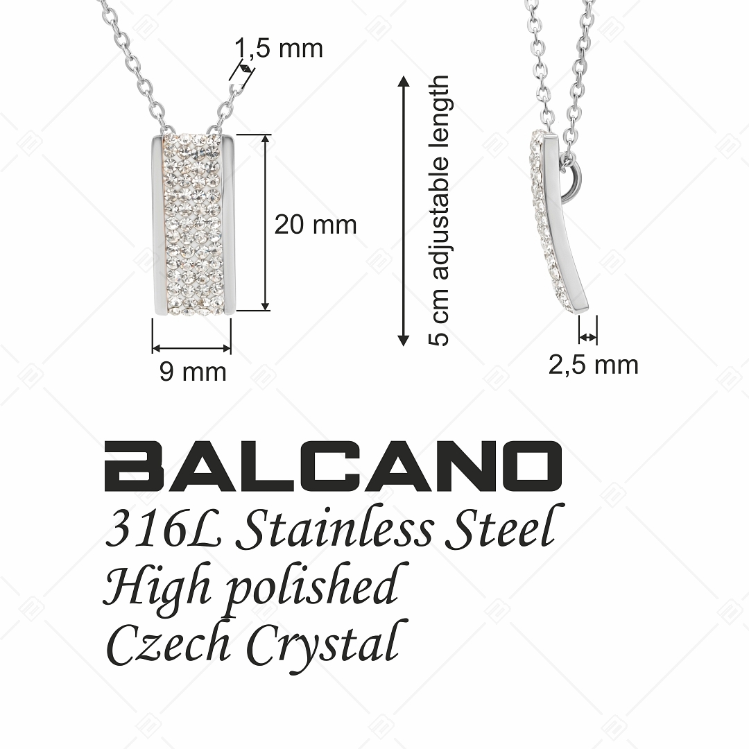 BALCANO - Giulia / Edelstahl Halskette mit rechteckigem Kristall Anhänger, Hochglanzpolierung (341105BC97)