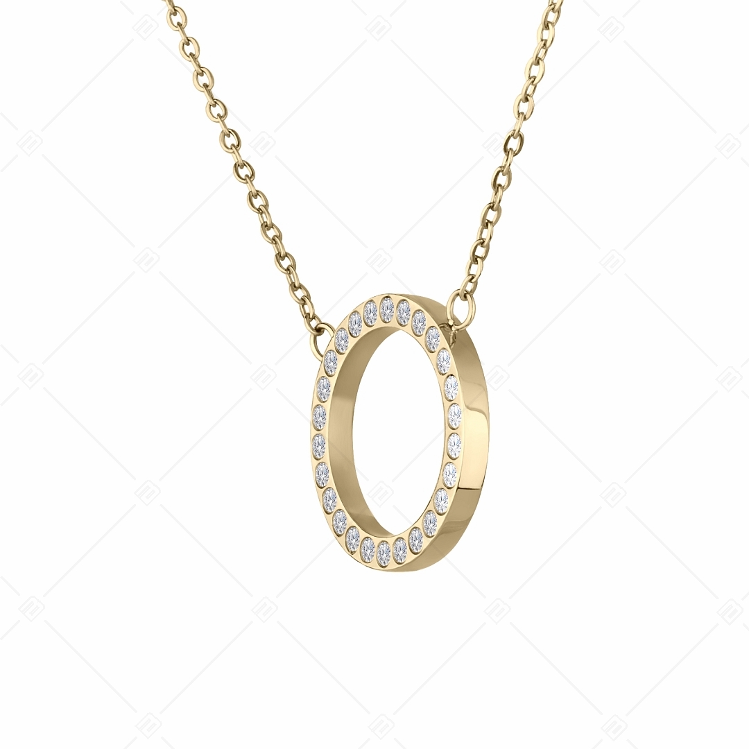 BALCANO - Veronic / Stainless Steel Necklace With Round Pendant and Zirconia Gemstones, 18K Gold Plated (341106BC88)