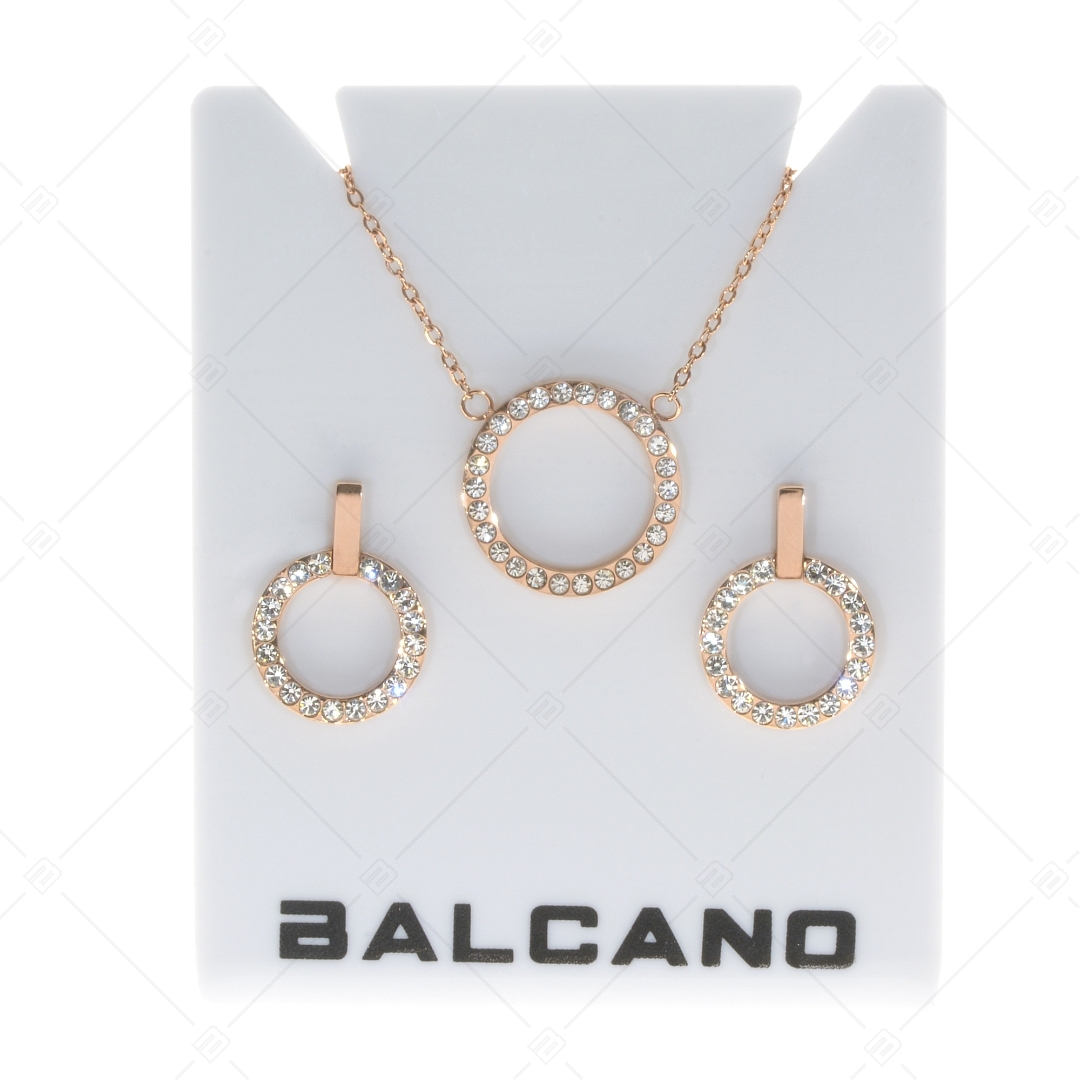 BALCANO - Veronic / Stainless Steel Necklace With Round Pendant and Zirconia Gemstones, 18K Gold Plated (341106BC96)