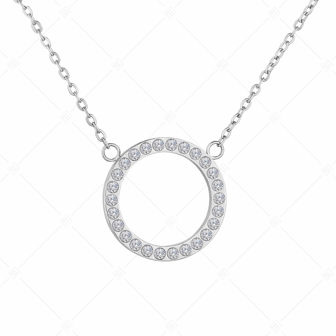 BALCANO - Veronic / Stainless Steel Necklace With Round Pendant and Zirconia Gemstones, High Polished (341106BC97)