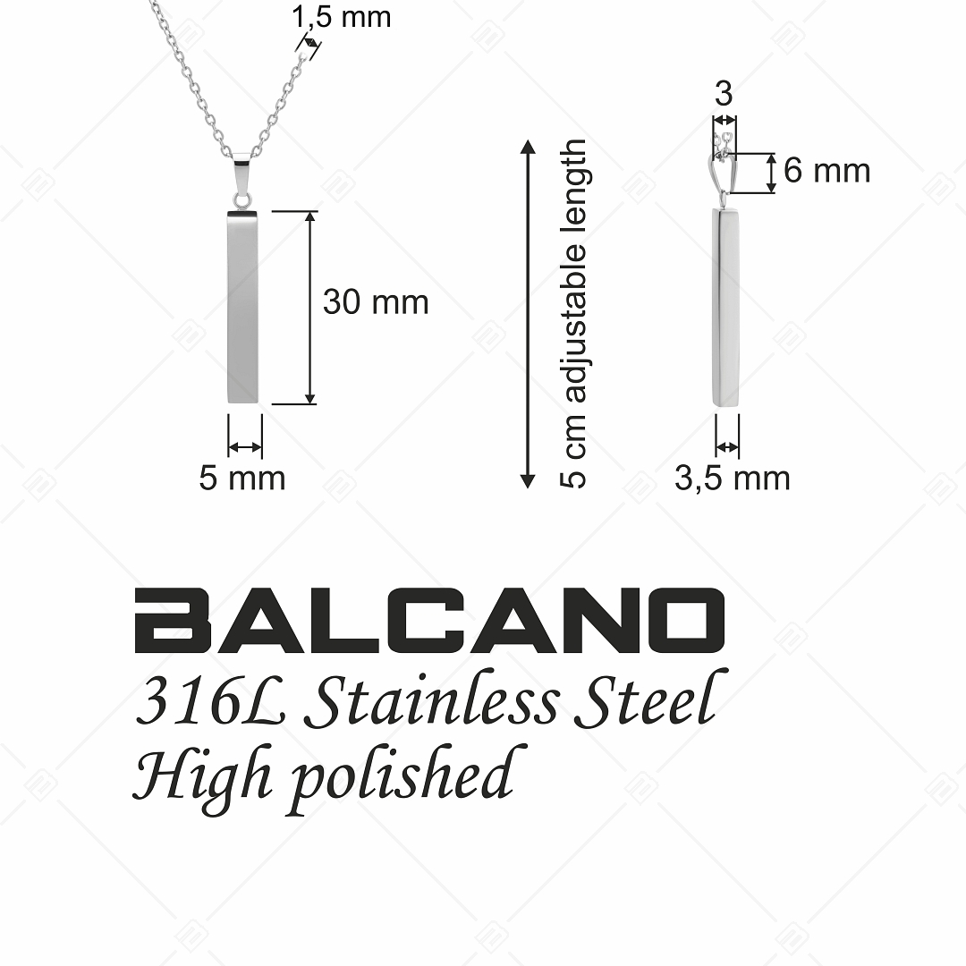 BALCANO - Bacchetta / Collier en acier inoxydable avec pendentif bâton gravable avec hautement polie (341116BC97)