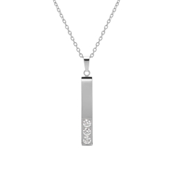 BALCANO - Bacchetta Cristallo / Stainless Steel Necklace With Zirconia Gemstones Stick Pendant, High Polished