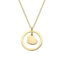 BALCANO - Sweetheart / Stainless Steel Flattened Cable Chain With Heart in Ring Pendant, 18K Gold Plated