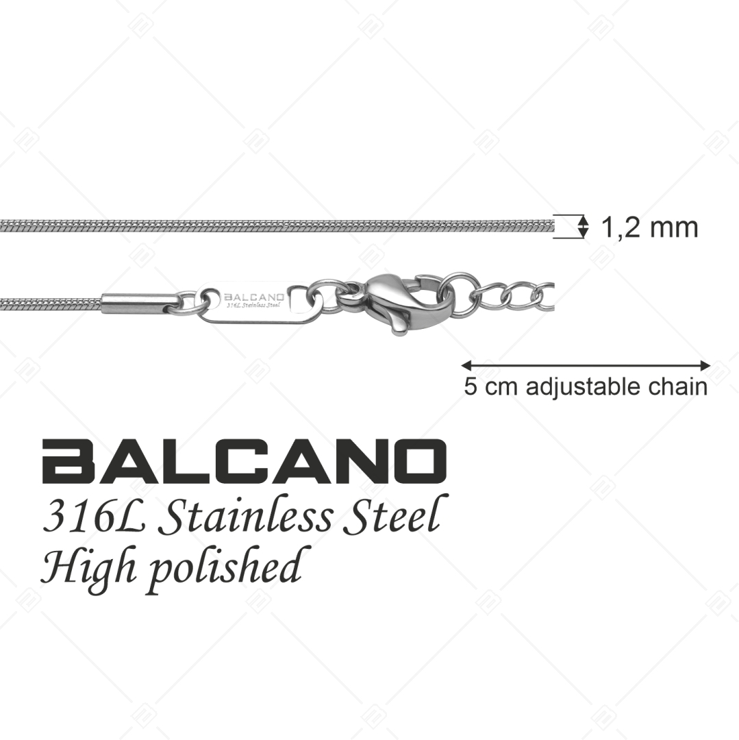 BALCANO - Snake / Collier type chaîne serpent en acier inoxydable avec hautement polie- 1,2 mm (341211BC97)