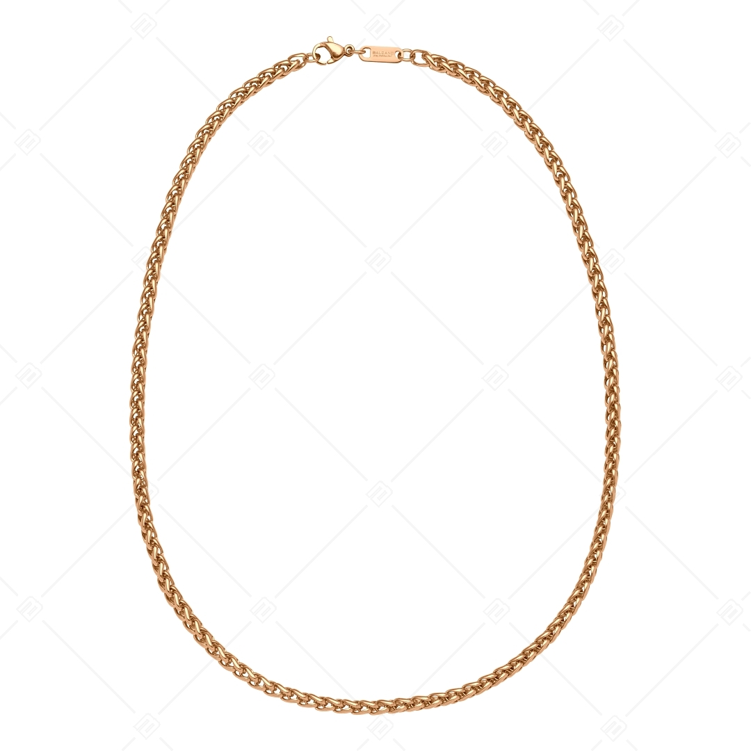 BALCANO - Braided / Stainless Steel Braided Chain, 18K Rose Gold Plated - 4 mm (341216BC96)