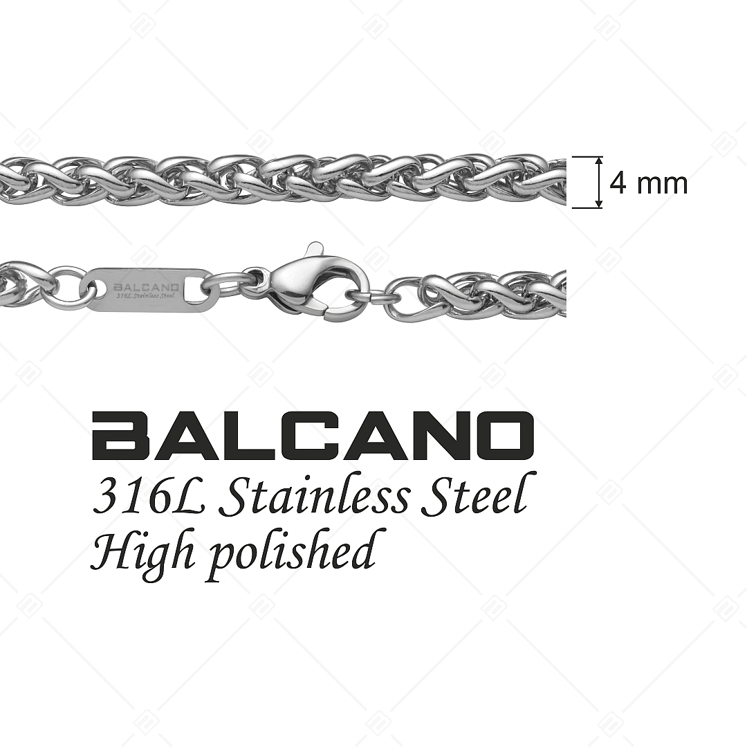 BALCANO - Braided / Collier de chaînes tressées en acier inoxydable avec polissage à haute brillance - 4 mm (341216BC97)