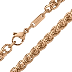 BALCANO - Braided / Stainless Steel Braided Chain, 18K Rose Gold Plated - 6 mm