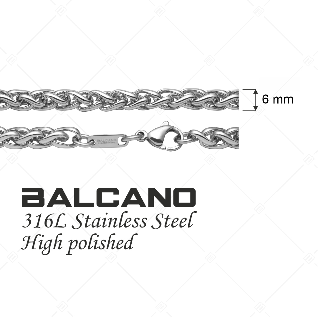 BALCANO - Braided / Edelstahl geflochtene Kette, mit Spiegelglanzpolierung - 6 mm (341218BC97)
