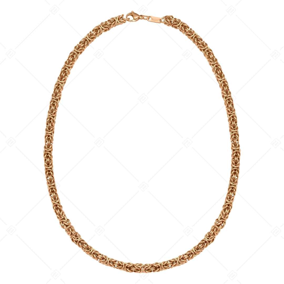 BALCANO - King's Braid / Chaîne du roi à maillon rond, collier byzantin en acier inoxydable plaqué or rose 18K - 6 mm (341219BC96)