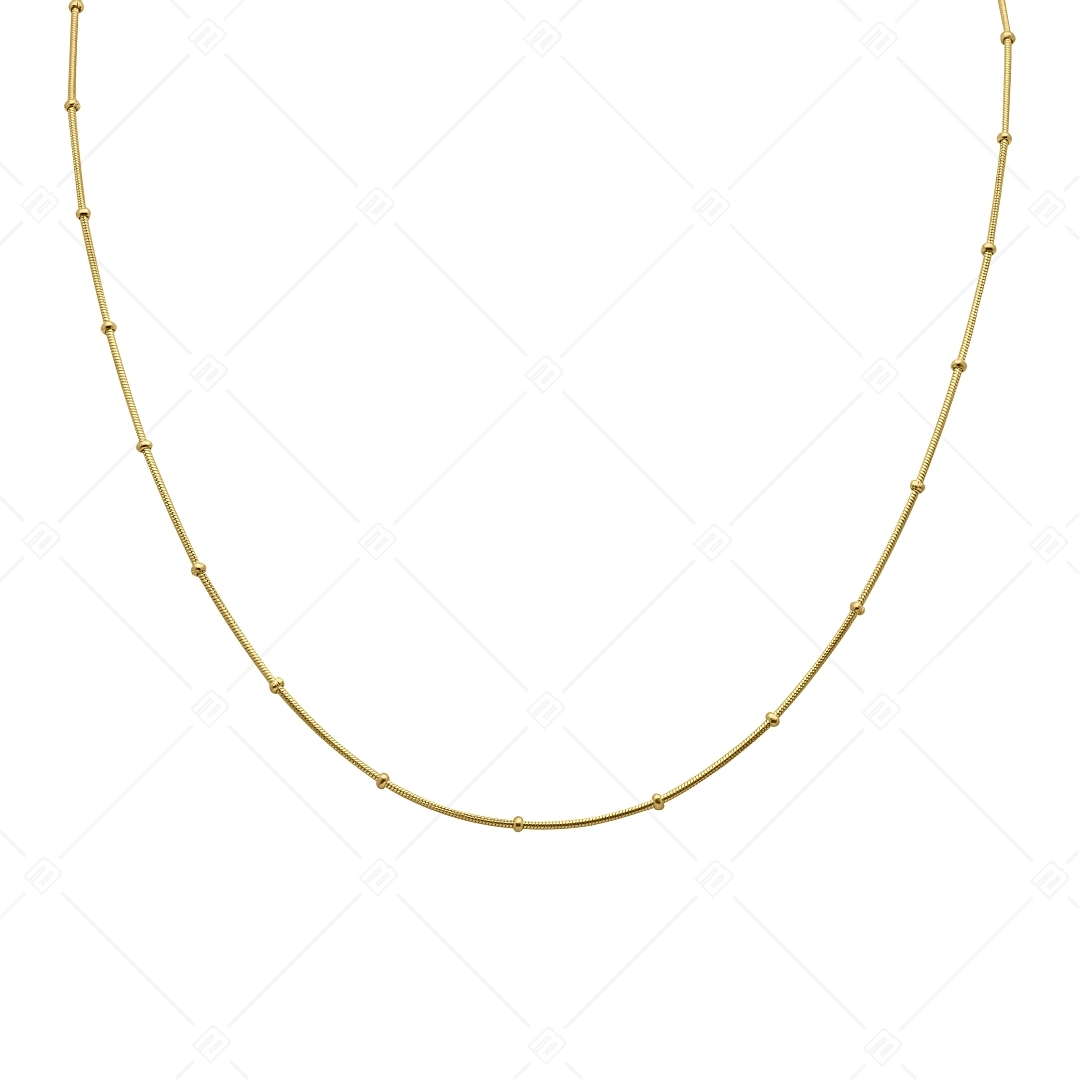 BALCANO - Beaded Snake / Stainless Steel Beaded Snake-Chain, 18K Gold Plated - 1 mm (341220BC88)