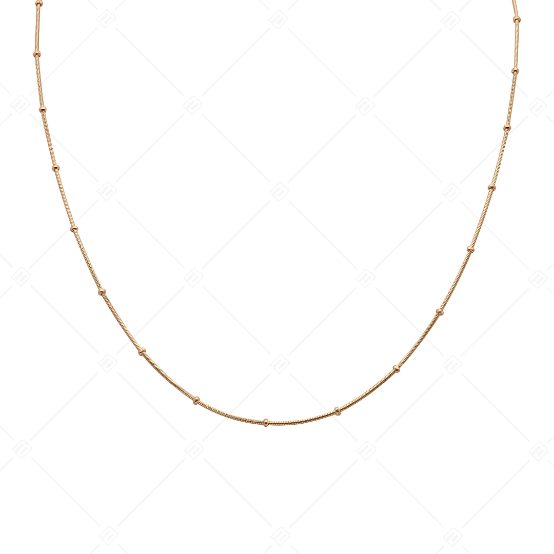 BALCANO - Beaded Snake / Stainless Steel Beaded Snake-Chain, 18K Rose Gold Plated - 1 mm (341220BC96)