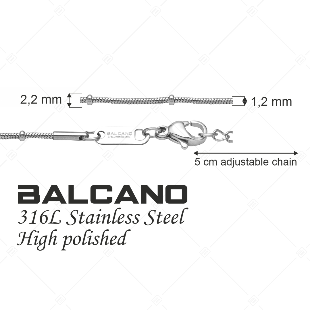 BALCANO - Beaded Snake / Collier de baies type chaîne de serpent en acier inoxydable avec hautement polie - 1,2 mm (341221BC97)