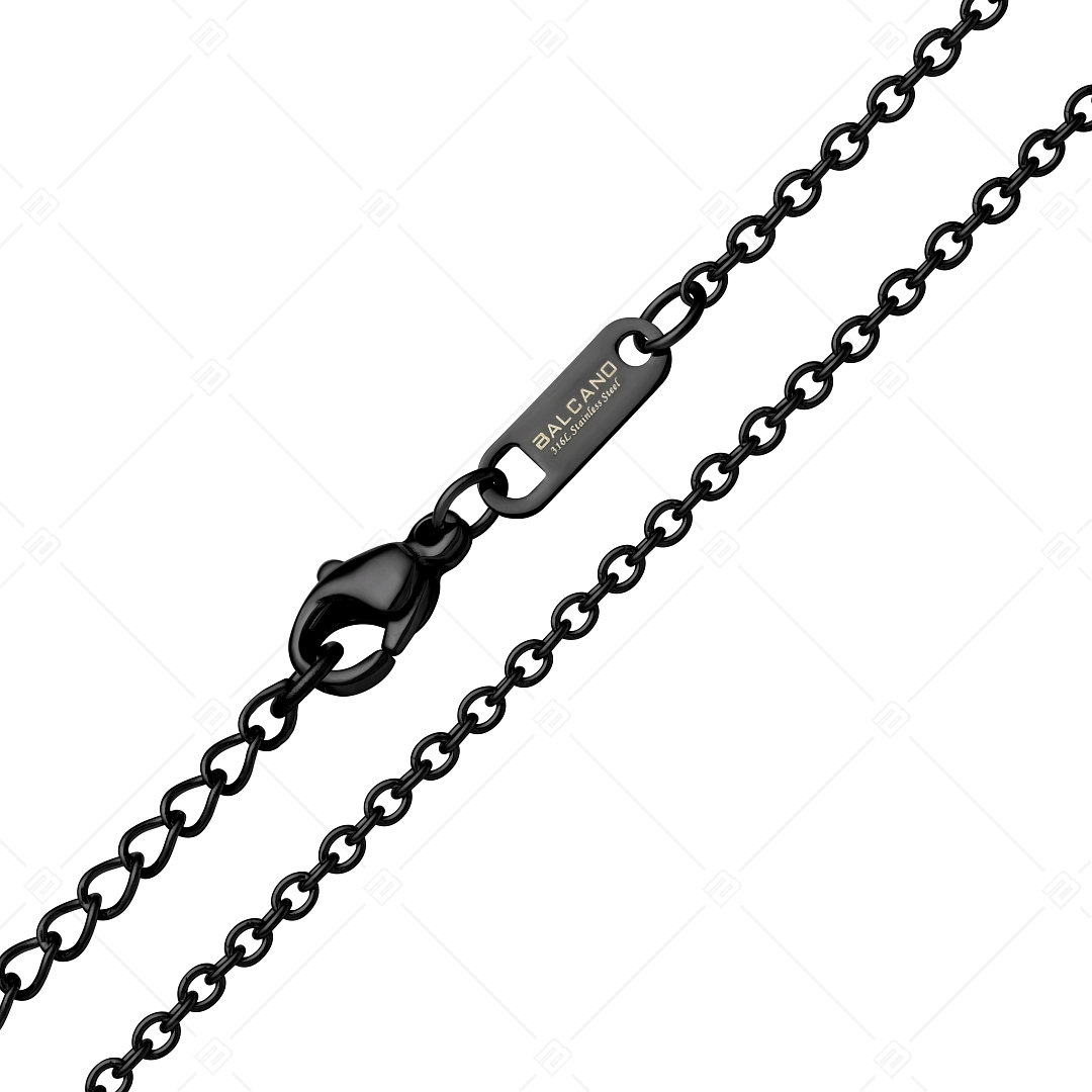 BALCANO - Cable Chain / Collier d'ancre en acier inoxydable avec plaqué PVD noir - 2 mm (341233BC11)
