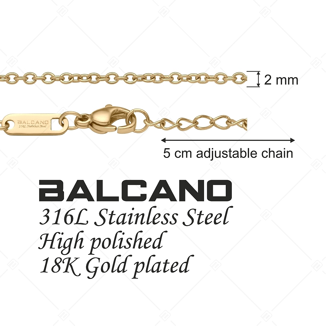 BALCANO - Cable Chain, 18 K gold plated - 2 mm (341233BC88)