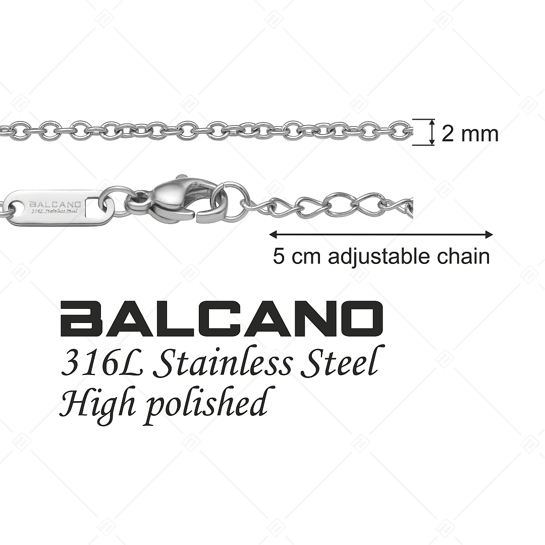 BALCANO - Cable Chain / Collier d'ancre en acier inoxydable avec hautement polie - 2 mm (341233BC97)