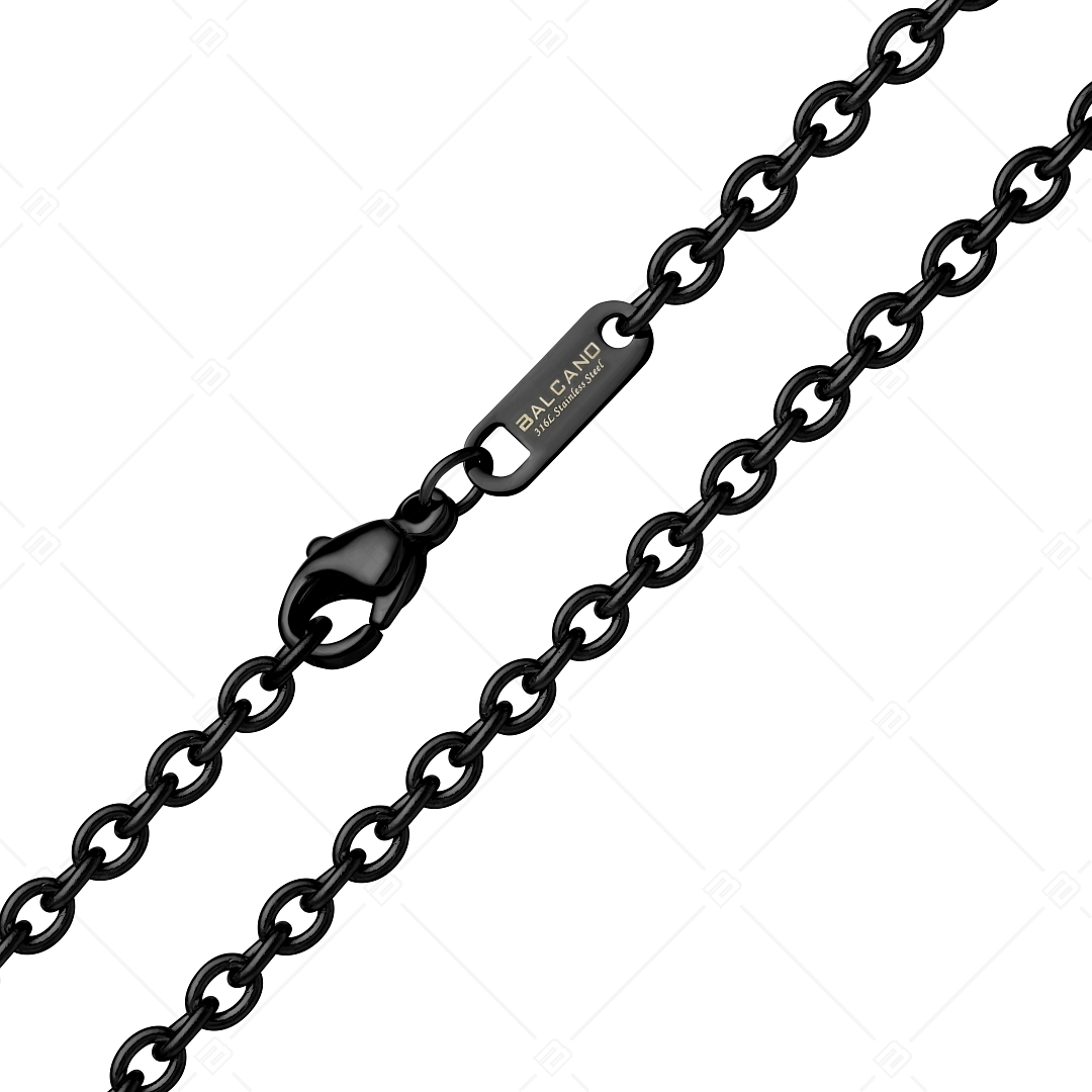 BALCANO - Cable Chain / Collier d'ancre en acier inoxydable avec revêtement PVD noir - 3 mm (341235BC11)