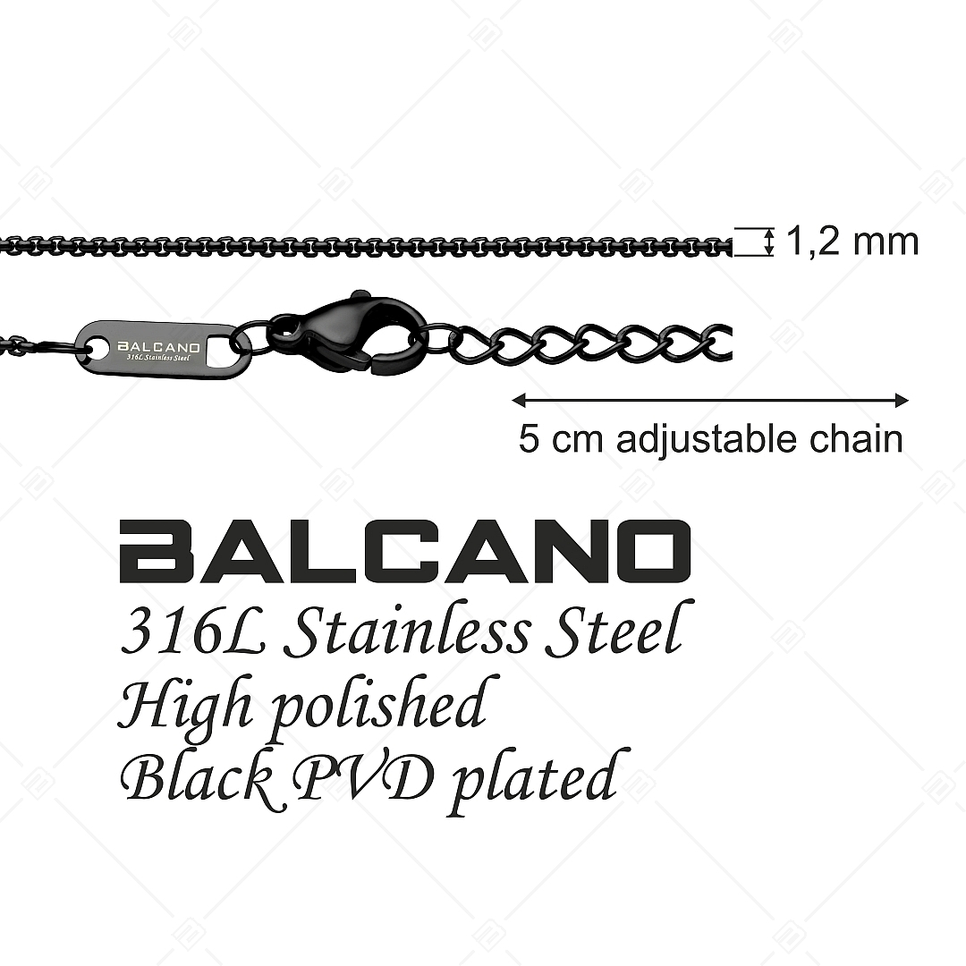 BALCANO - Round Venetian / Stainless Steel Round Venetian Chain, Black PVD Plated - 1,2 mm (341241BC11)