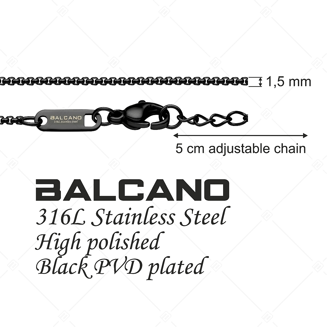 BALCANO - Round Venetian / Stainless Steel Round Venetian Chain, Black PVD Plated - 1,5 mm (341242BC11)