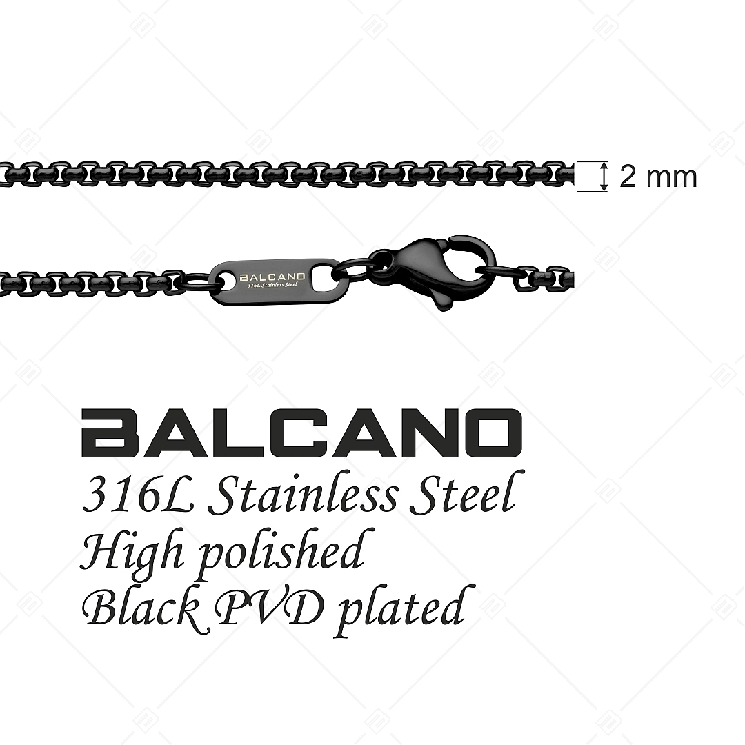 BALCANO - Round Venetian / Stainless Steel Round Venetian Chain, Black PVD Plated - 2 mm (341243BC11)