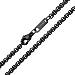 BALCANO - Rounded Venetian / Abgerundete venezianische Würfel-Halskette mit schwarzer PVD-Beschichtung - 3 mm