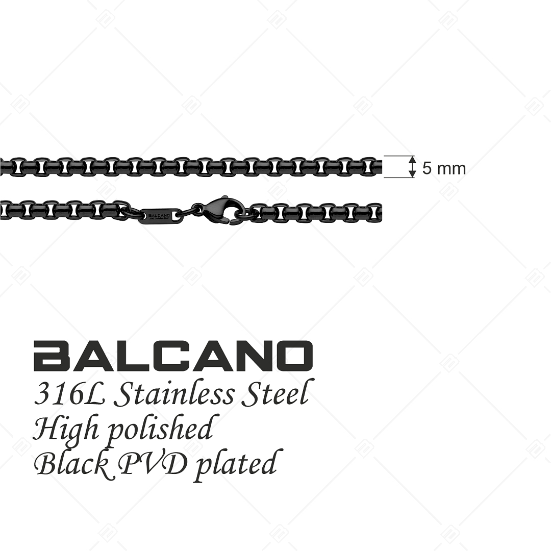BALCANO - Round Venetian / Collier cube vénitien avec maille arrondie en acier inoxydable revêtement PVD noir - 5 mm (341247BC11)
