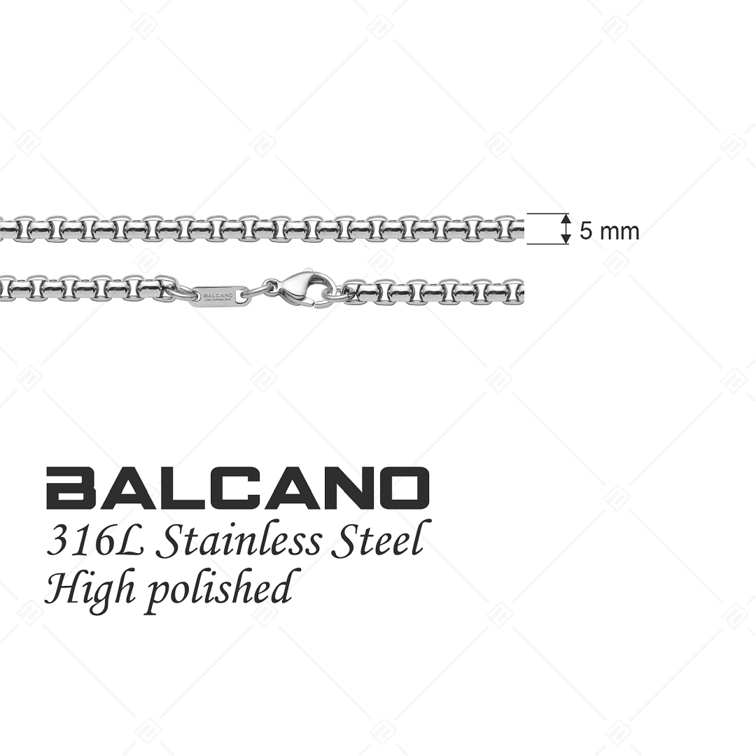 BALCANO - Round Venetian / Collier cube vénitien avec maille arrondie  en acier inoxydable avec hautement polie - 5 mm (341247BC97)