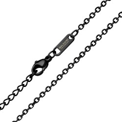 BALCANO - Flat Cable / Stainless Steel Flattened Cable Chain, Black PVD Plated - 2 mm