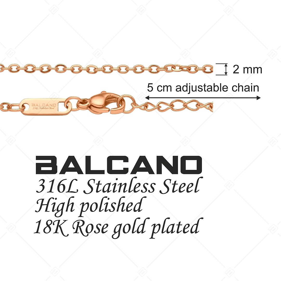 BALCANO - Flat Cable / Edelstahl Flache Ankerkette mit 18K Rosévergoldung - 2 mm (341253BC96)