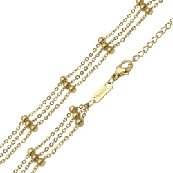 BALCANO - Beaded Flat Cable / Stainless Steel Flat Cable Chain With Beads, 18K Gold Plated