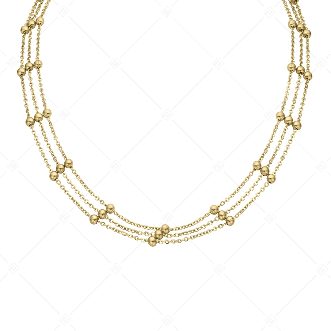 BALCANO - Beaded Flat Cable / Stainless Steel Flat Cable Chain With Beads, 18K Gold Plated (341259BC88)